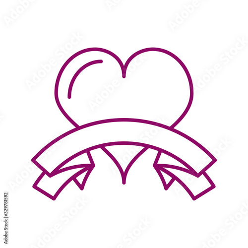 heart with ribbon decorative, line style icon