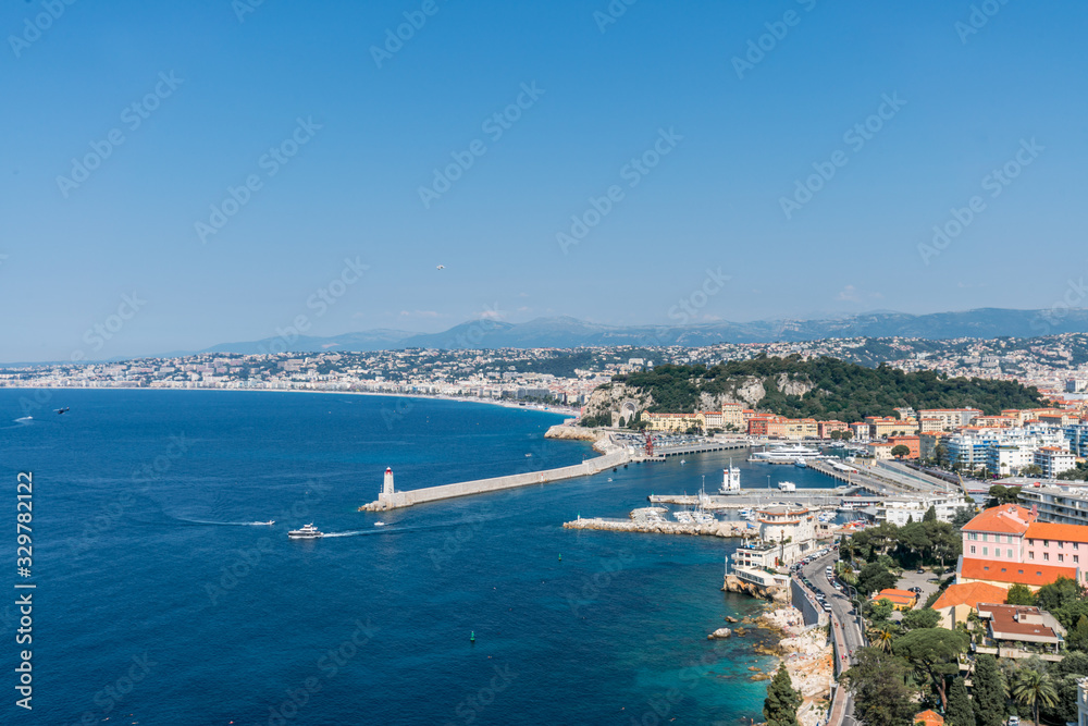 Aerial View of Harbor at Nice, Villefranche-sur-Mer, France