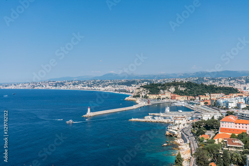 Fototapeta Naklejka Na Ścianę i Meble -  Aerial View of Harbor at Nice, Villefranche-sur-Mer, France