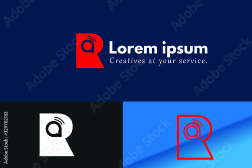 Letter R with Chat logo, letter R logo design inspiration, R logo with sporty style, Chat logo, Social Talk, Social media, Abstract speak, Sphere speech logotype.