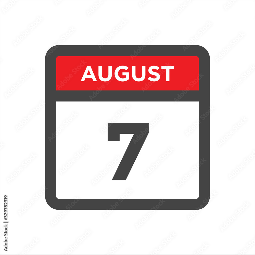August 7 calendar icon with day of month August 7 calendar icon with day of month