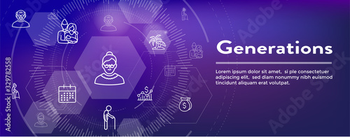 Generations and Aging Web Header Banner and Icon Set