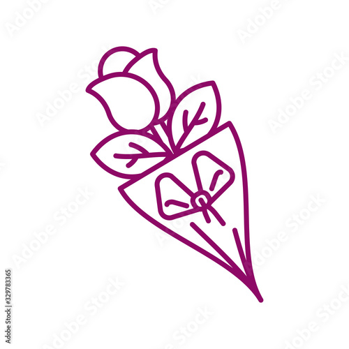 rose with leaf, line style and color