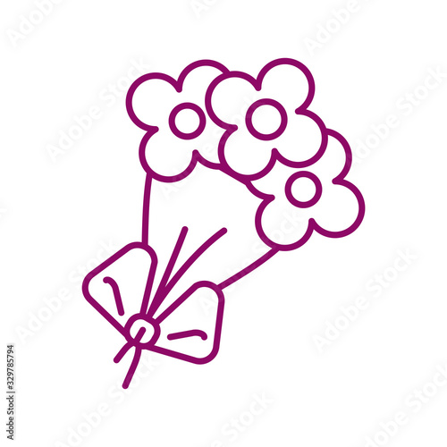 flowers with leafs, line style icon