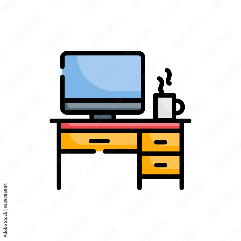 Work place icon Vector illustration Outline Filled Design and Development style icon Work place icon Vector illustration Outline Filled Design and Development style icon