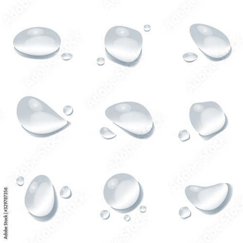 realistic water drop vectors isolated on white background, clear drop splash and rainy crystal illustration ep23