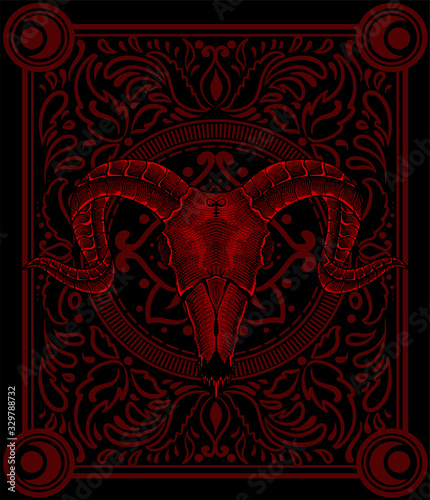 illustration vector Goat skull with sacred geometry pattern.