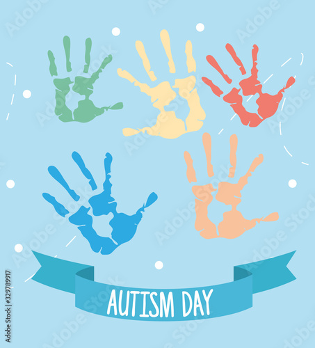 world autism day with hands print © Jemastock