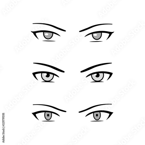 set of eyes vector anime style