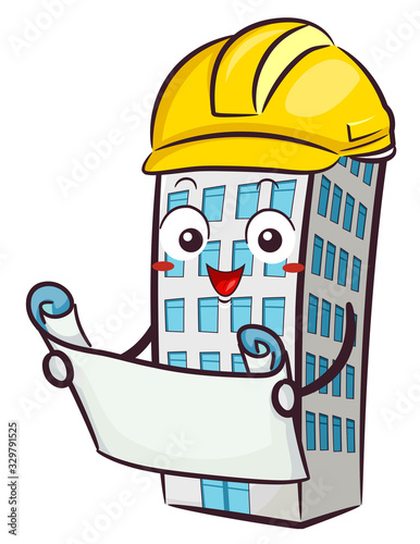 Mascot Building Hard Hat Bl...