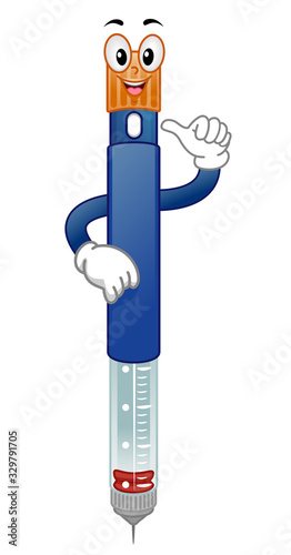 Mascot Insulin Injection Illustration