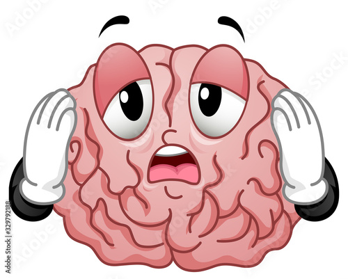 Mascot Brain Exhausted Illustration