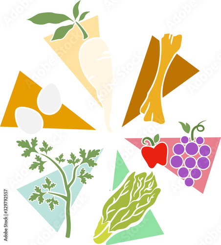 Passover Foods On Plate Stencil Illustration