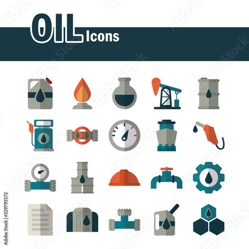 set of icons oil on white background