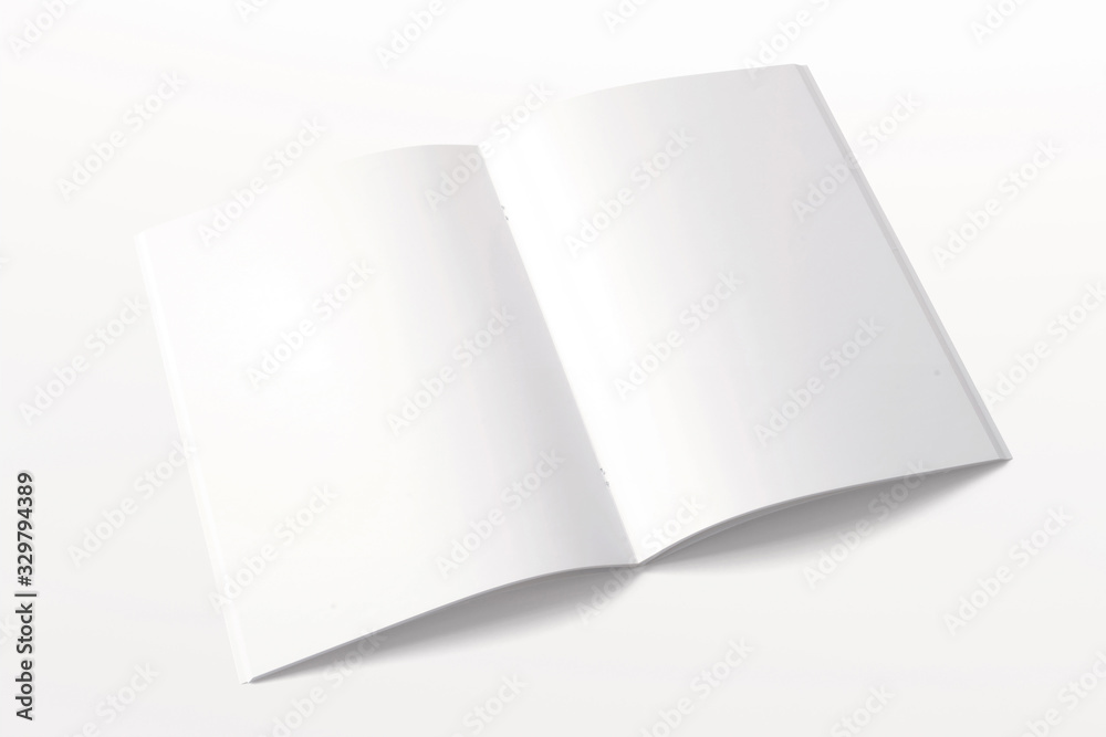 Opened magazine or Brochure isolated on white. illustration of blank pages. Mockup template for your showcase. Opened magazine or Brochure isolated on white. illustration of blank pages. Mockup template for your showcase.