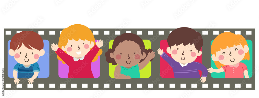 Kids Film Peek Wave Illustration Kids Film Peek Wave Illustration