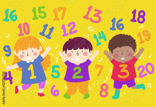 Kids Numbers Dance Numbers Illustration