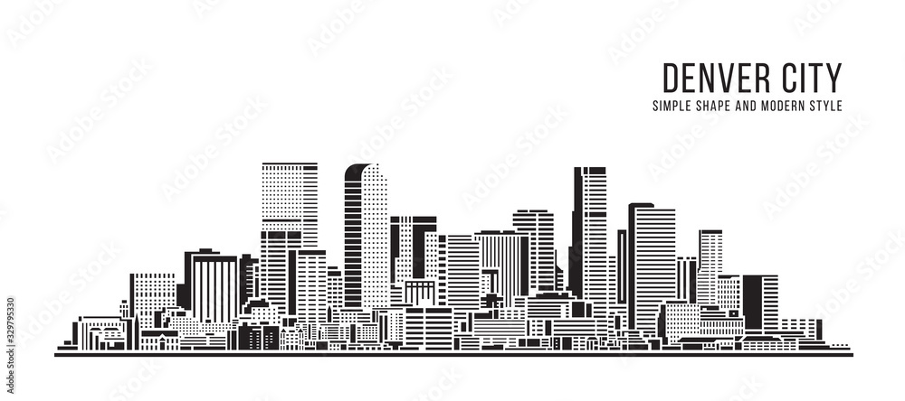 Cityscape Building Abstract Simple shape and modern style art Vector design - Denver city