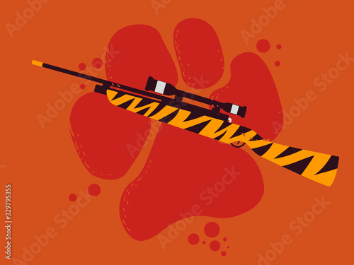 Gun Shooting Wildlife Crime Paw Print Illustration