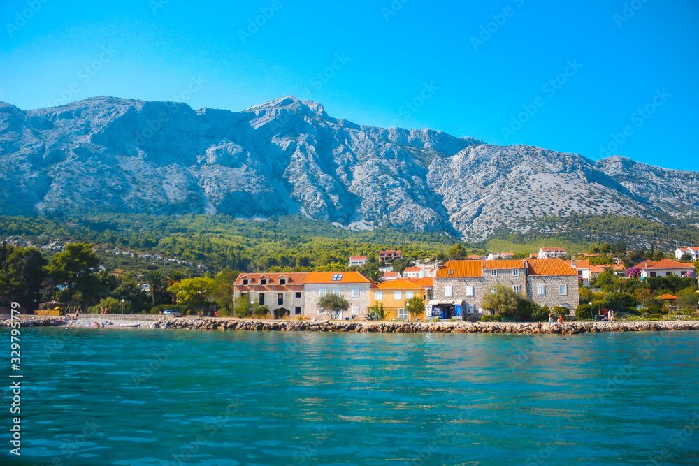 Looking at the town of Orebic from the sea, Croatia