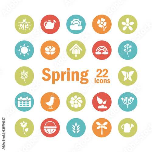 set of spring icons , block and flat style icon