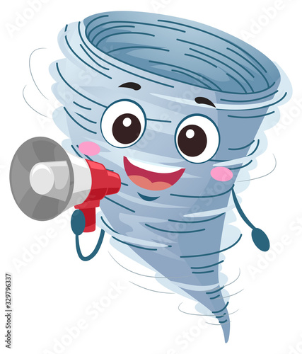Mascot Tornado Drill Megaphone Illustration
