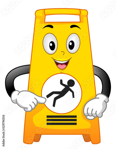 Mascot Wet Floor Sign Illustration