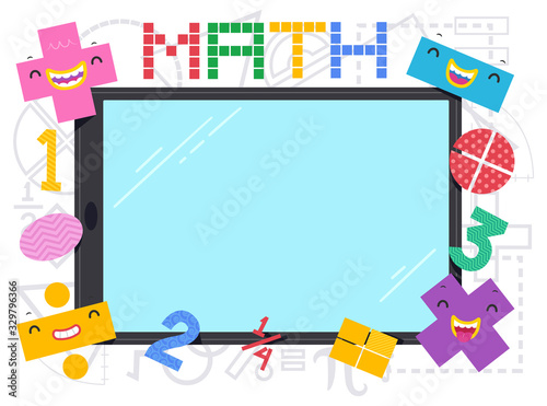 Math Mascot Operators Tablet Illustration