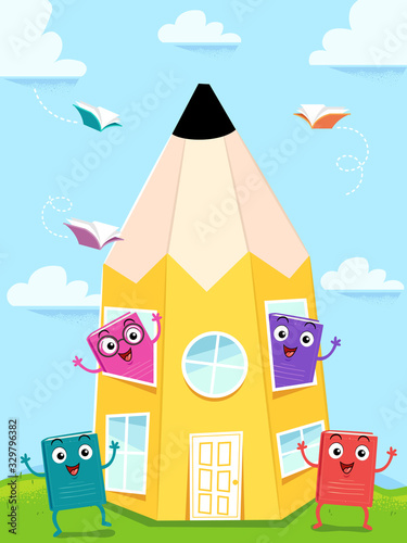 Pencil Building Mascot Book...