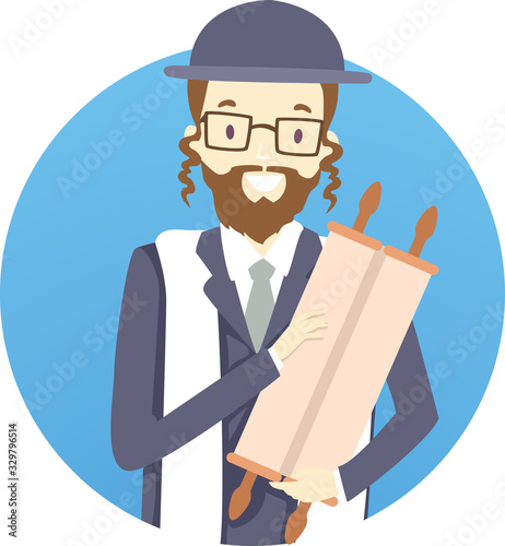 Man Rabbi Torah Illustration