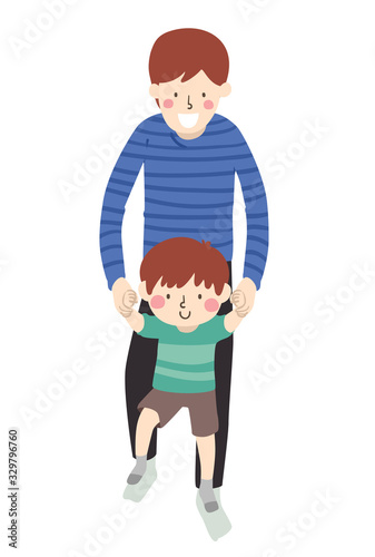 Kid Boy Father Son Step On ...