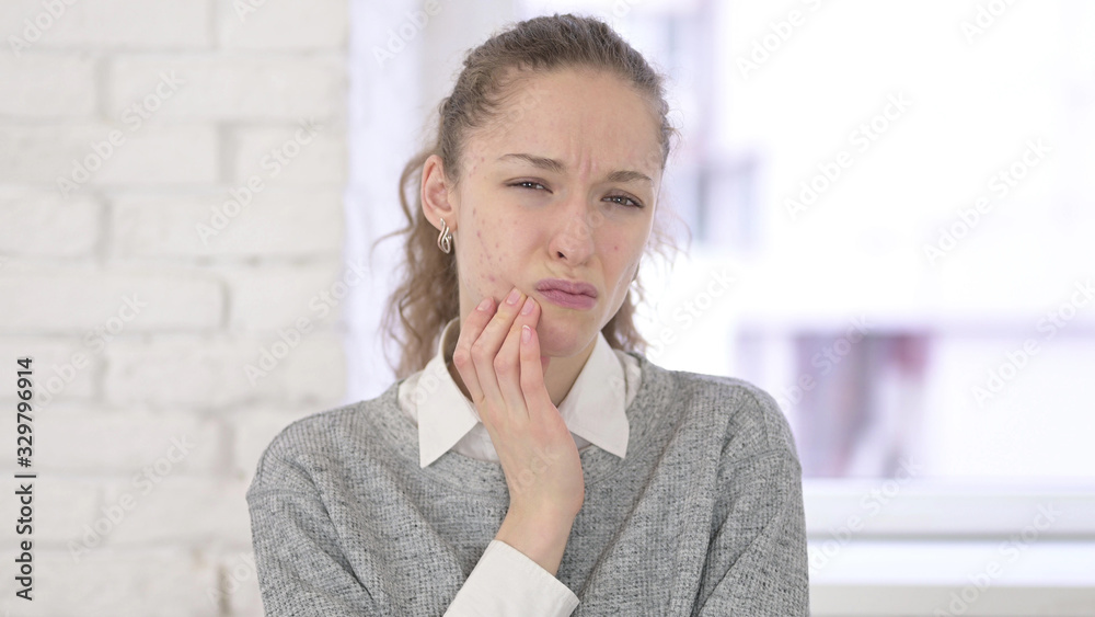 Portrait of Sick Young Latin Woman having Toothache Portrait of Sick Young Latin Woman having Toothache
