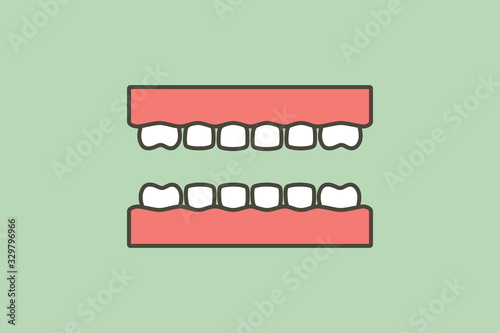 model tooth of healthy teeth - dental cartoon vector flat style