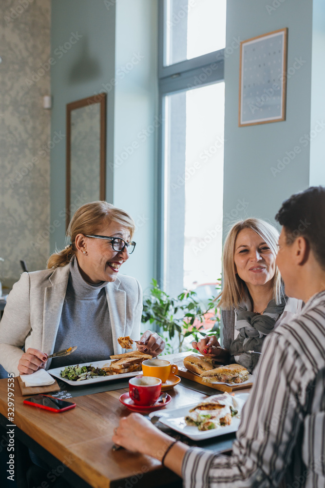 woman friends on breakfast or lunch in restaurant talking woman friends on breakfast or lunch in restaurant talking