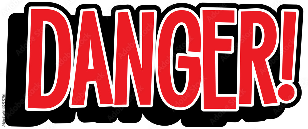 Font design for word danger in red color