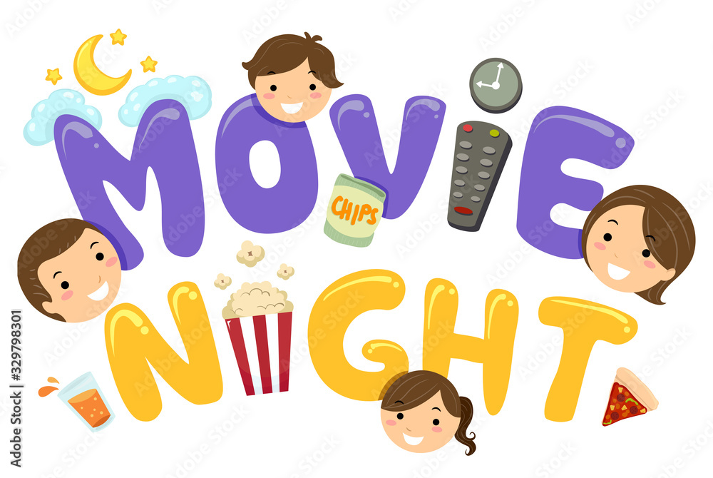 Stickman Family Movie Night Heads Illustration Stickman Family Movie Night Heads Illustration