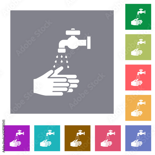 Hand washing square flat icons