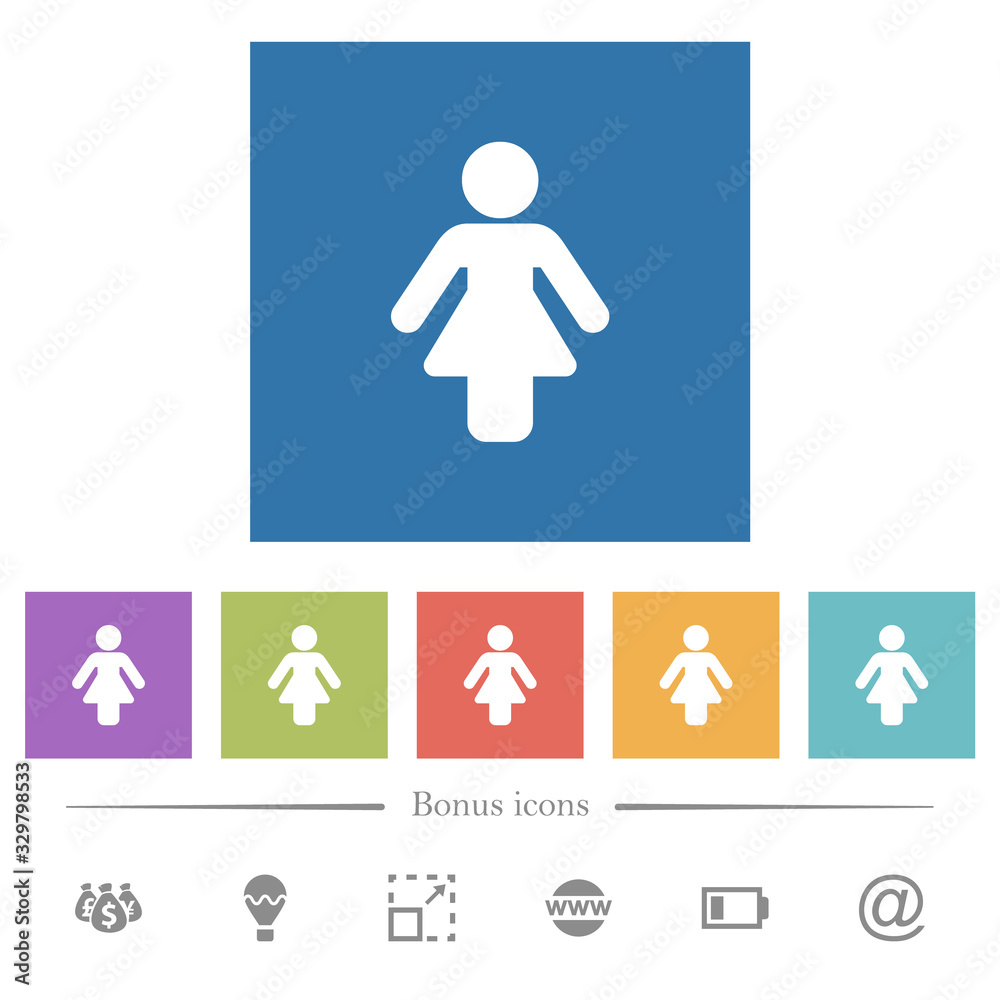 Female sign flat white icons in square backgrounds Female sign flat white icons in square backgrounds