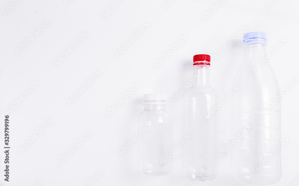 Three empty plastic bottles on a white background Three empty plastic bottles on a white background