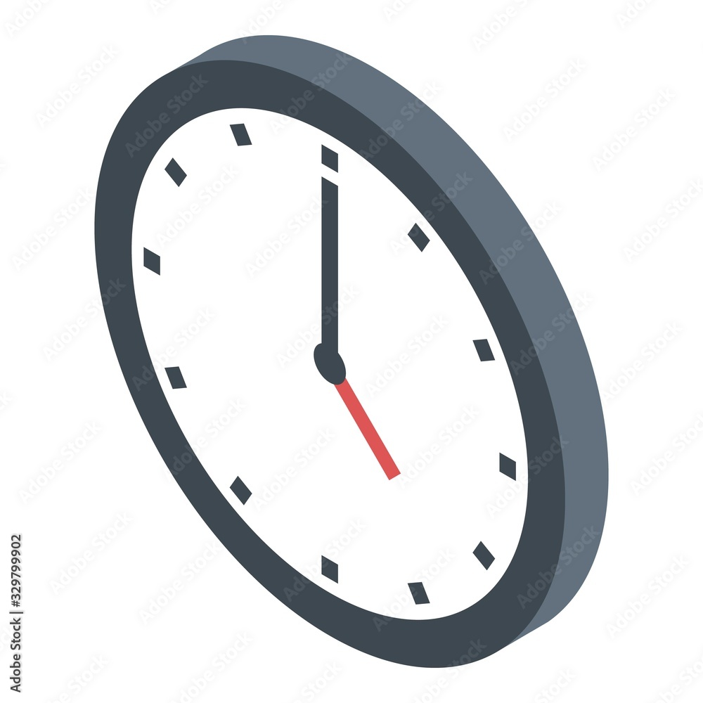 Airport wall clock icon. Isometric of airport wall clock vector icon for web design isolated on white background Airport wall clock icon. Isometric of airport wall clock vector icon for web design isolated on white background