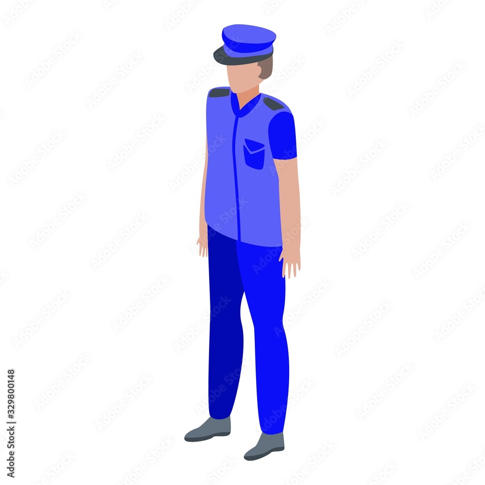 Policeman passport control icon. Isometric of policeman passport control vector icon for web design isolated on white background Policeman passport control icon. Isometric of policeman passport control vector icon for web design isolated on white background