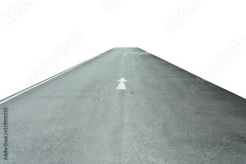 Asphalt road isolated on black background.This had clipping path.