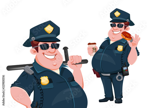 Police officer. Funny cartoon character