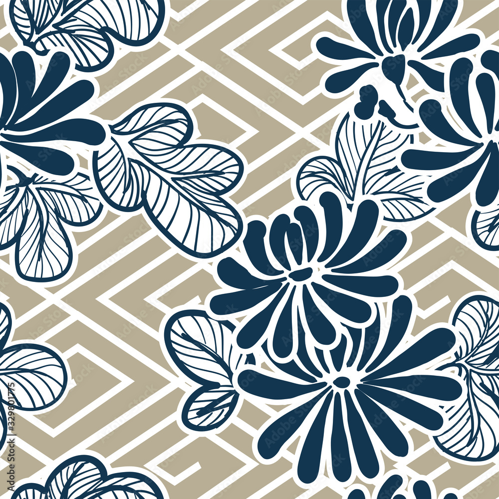 japanese vector flower pattern seamles traditional pattern japanese vector flower pattern seamles traditional pattern