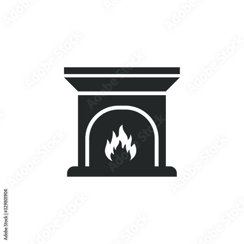 fireplace icon vector sign isolated for graphic and web design. Christmas fireplace symbol template color editable on white background