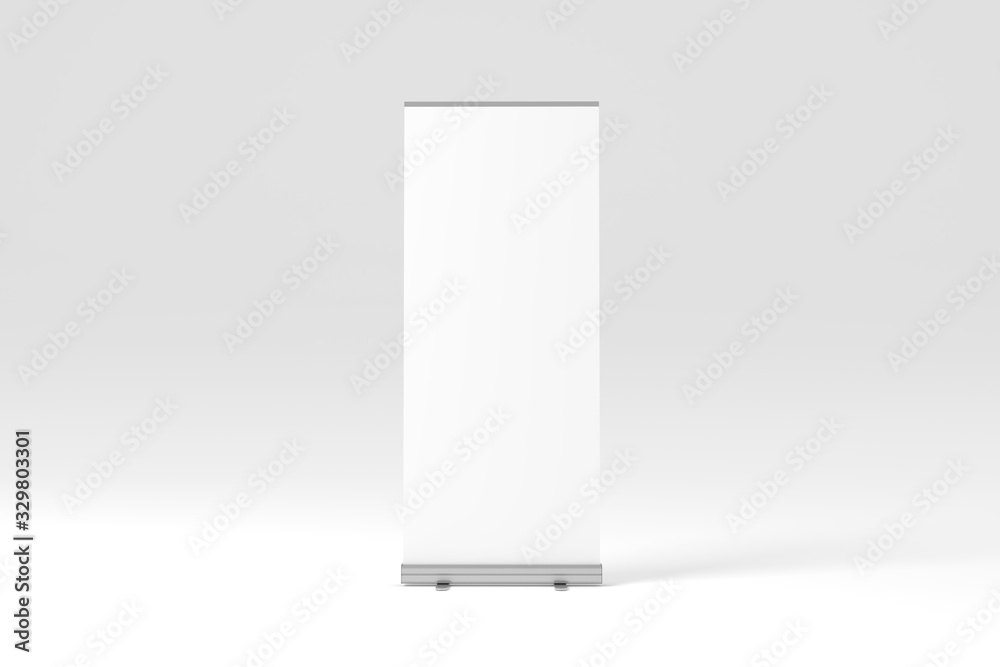 Roll-Up Banner White Blank 3D Rendering Mockup Roll-Up Banner White Blank 3D Rendering Mockup