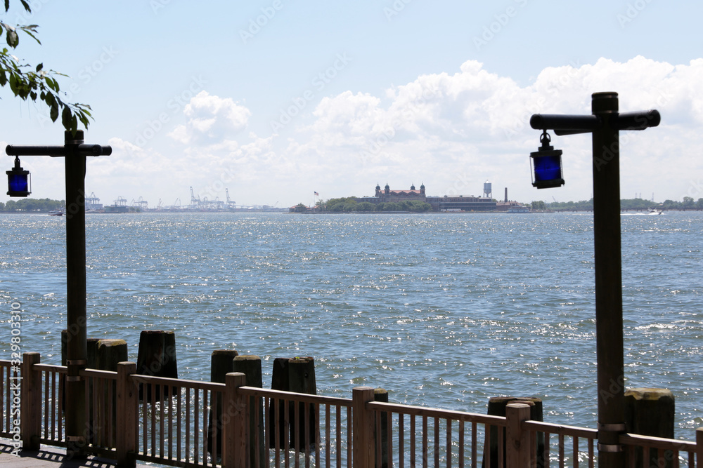 Ellis Island view from Battery Park, New York City, USA