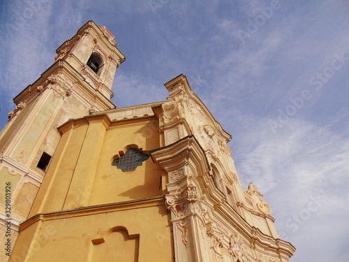 Cervo Ligure, Italy - 02/15/2020: Travelling around the Riviera Ligure in winter days. Beautiful photography of the small vilagges near the sea with typical old buildings. photo