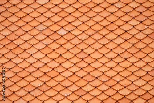 Pattern of Clay roof tiles Thai roof style.