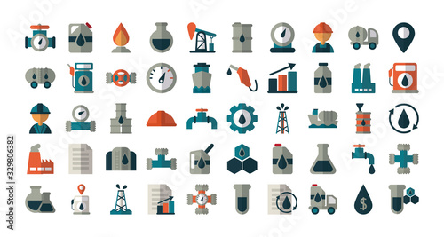 set of icons oil on white background